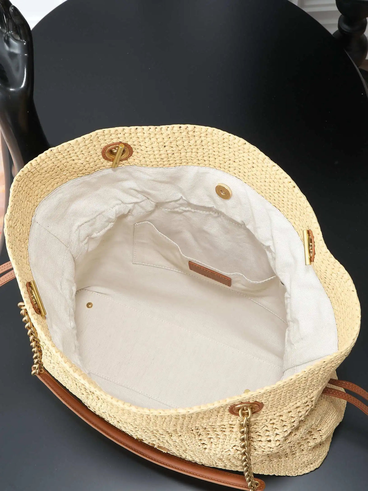 2026 Spring Summer Hot Sale New Fashion Beige Raffia Woven Bag, Versatile Large Capacity Tote for Shoulder & Hand Carry