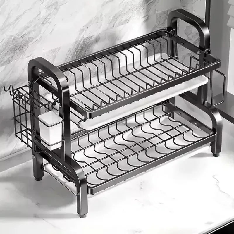 Kitchen Dish Storage Rack – Countertop Plate & Tableware Organizer Shelf for Cabinets
