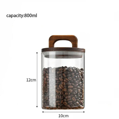 Clear Glass Food Storage Jar with Bamboo Lid – Airtight Canister for Tea, Coffee, Sugar & Spices