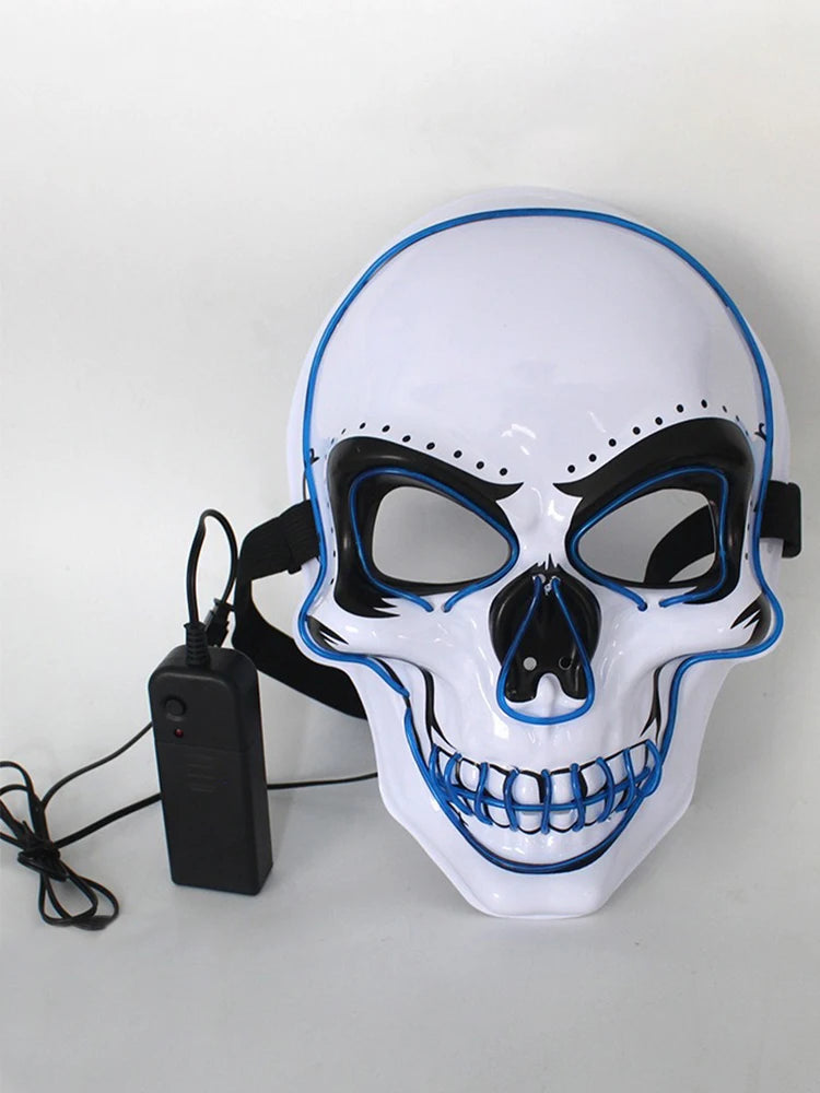 LED Skull Mask Light Up Skeleton Face Halloween Horror Costume Prop for Rave Festival Cosplay Masquerade Party Men Women Adults
