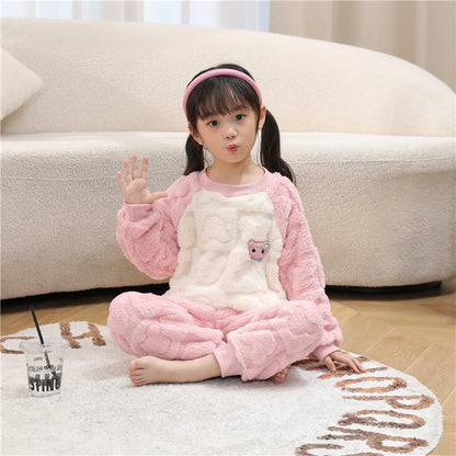 Kids Pajamas for Boys 1 2 3 4 5 6 7 8 9 10 11 12 Years Flannel Sleepwear Set Bear Pyjamas Blue Children Pijamas Clothing