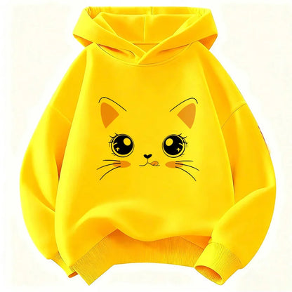 Kids' Kawaii Cat Pullover Hoodie for Boys & Girls