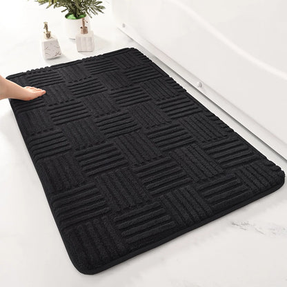 Thick Absorbent Bathroom Mat – Non-Slip Quick-Dry Plush Bath Rug for Shower & Entryway