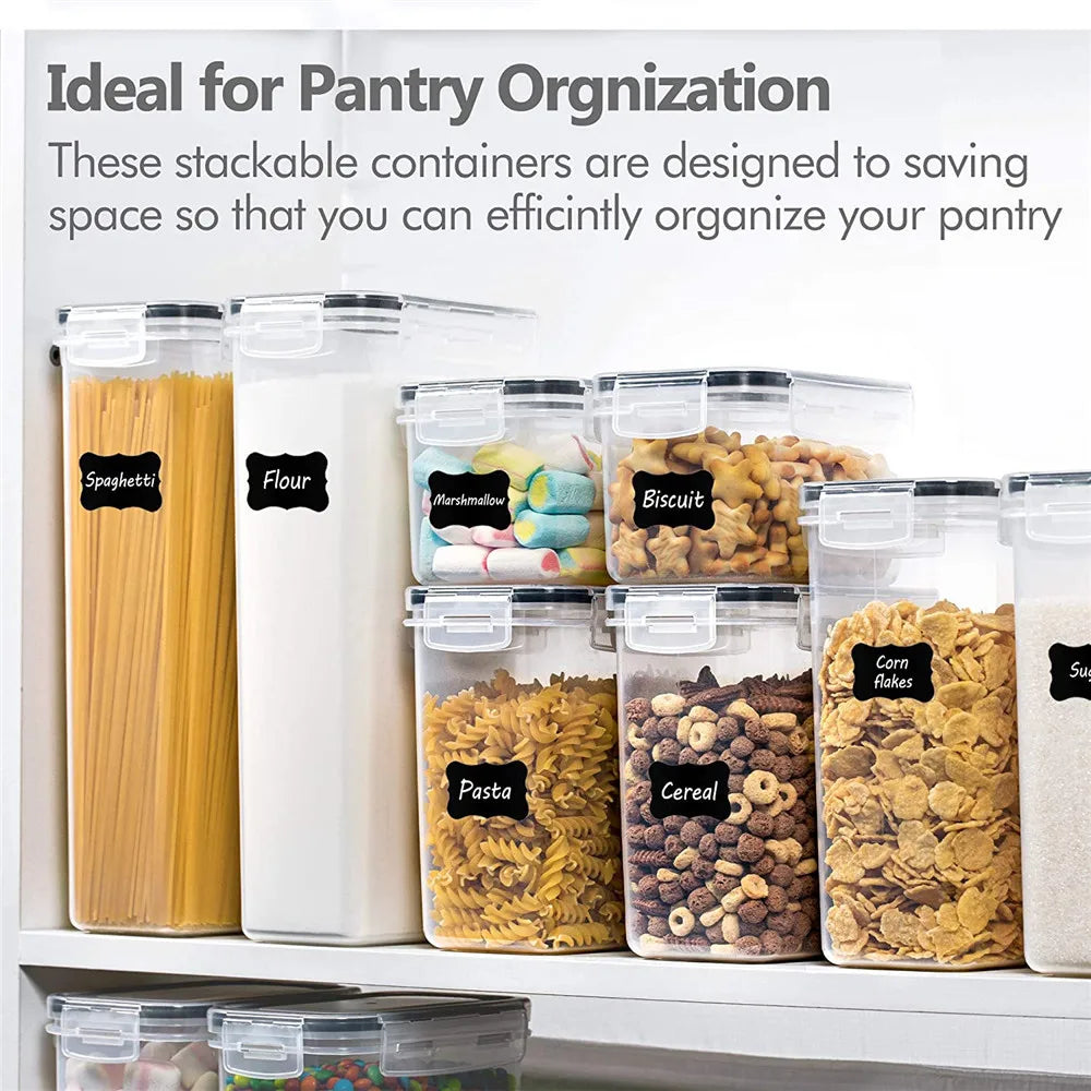 7-Piece Airtight Food Storage Container Set – BPA-Free Plastic Boxes with Labels & Marker