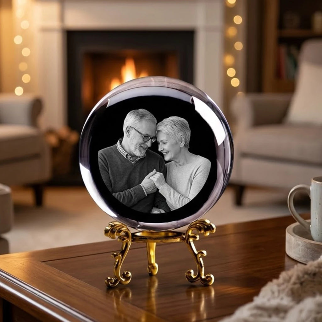 Custom Photo Crystal Ball Personalized Glass Sphere with Laser Engraving  Picture Text for Pets Baby Couple Family Wedding Gift