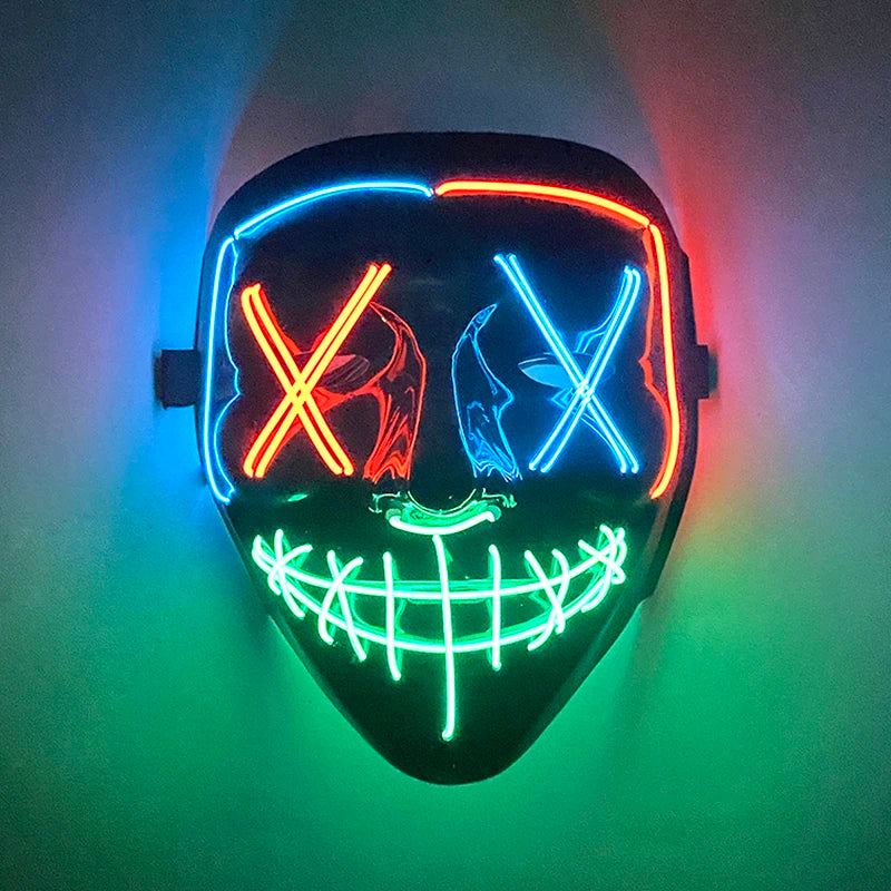 2026 Halloween Party Supplies Luminous LED Purge Mask Wireless EL Neon Light Full Face Mask Cosplay For Adult Glow In The Dark