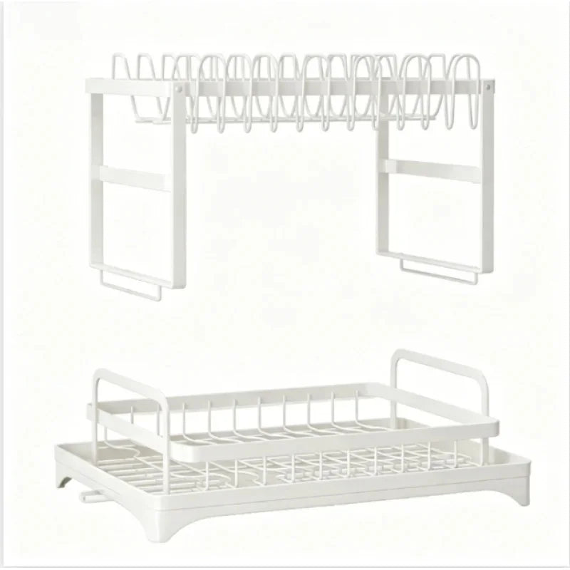 2-Tier Stainless Steel Dish Drying Rack with Drainboard – Rustproof Kitchen Counter Organizer