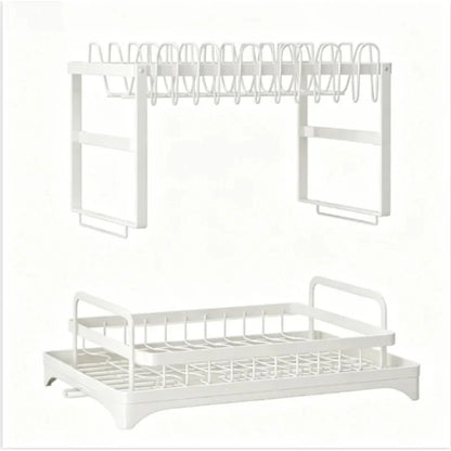 2-Tier Stainless Steel Dish Drying Rack with Drainboard – Rustproof Kitchen Counter Organizer