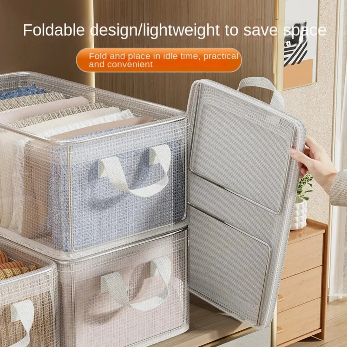 1 Pc Solid Steel Frame Transparent PVC Storage Box Waterproof Underwear Basket Suitable for Home Dormitory Daily Use