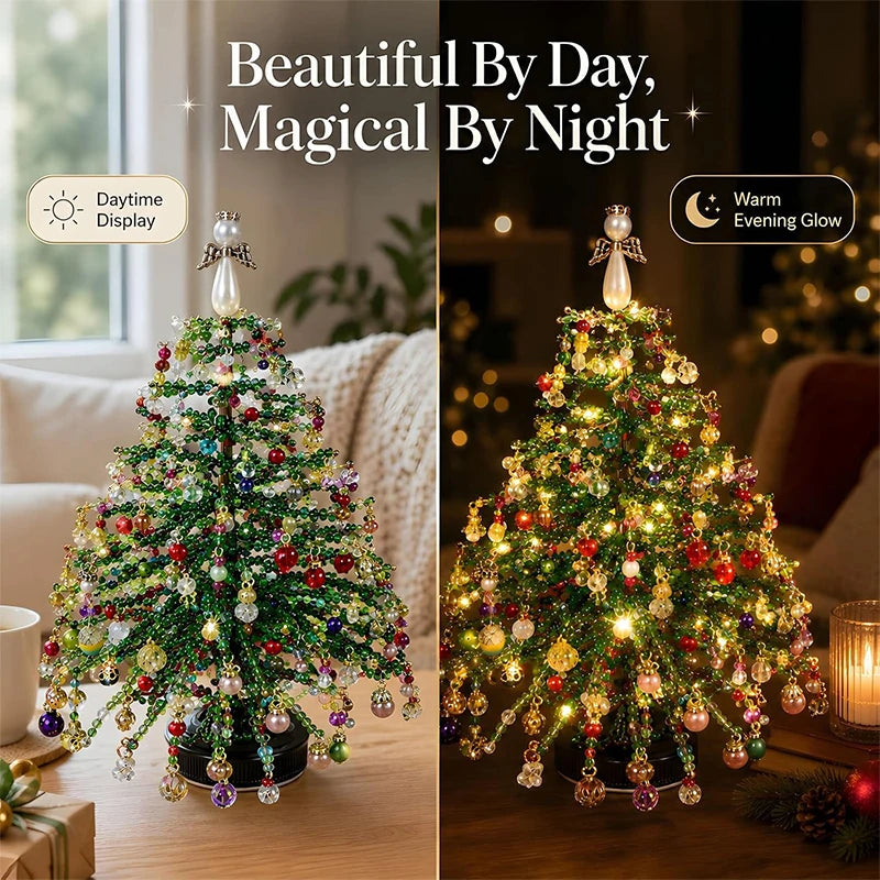 DIY Beaded Christmas Tree Kit Handmade Creative 3D Crystal Bead Christmas Tree Making Kit Holiday Tabletop Christmas Tree Decor