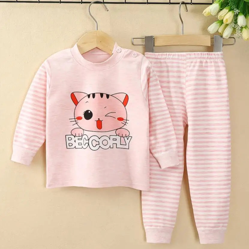 Baby Girl Clothing Set Plush Flannel Cartoon Pullover Sweater+Pant Autumn Winter Kids 2Pcs Outfit Boys Tracksuit Casual Suit
