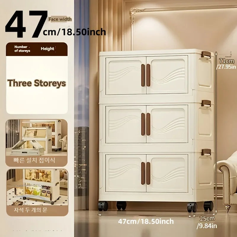 Foldable Storage Box with Clear Door – Spacious Plastic Organizer for Clothes, Toys & Books