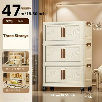Foldable Storage Box with Clear Door – Spacious Plastic Organizer for Clothes, Toys & Books