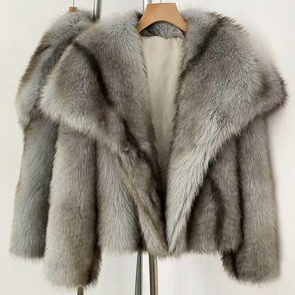 Womens Faux Fur Coat Cropped Soft Plush Artificial Short Fur Coat Holiday Party Elegant Winter Fashion Outerwear Coats for Women