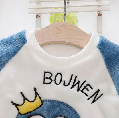 Baby Girl Clothing Set Plush Flannel Cartoon Pullover Sweater+Pant Autumn Winter Kids 2Pcs Outfit Boys Tracksuit Casual Suit