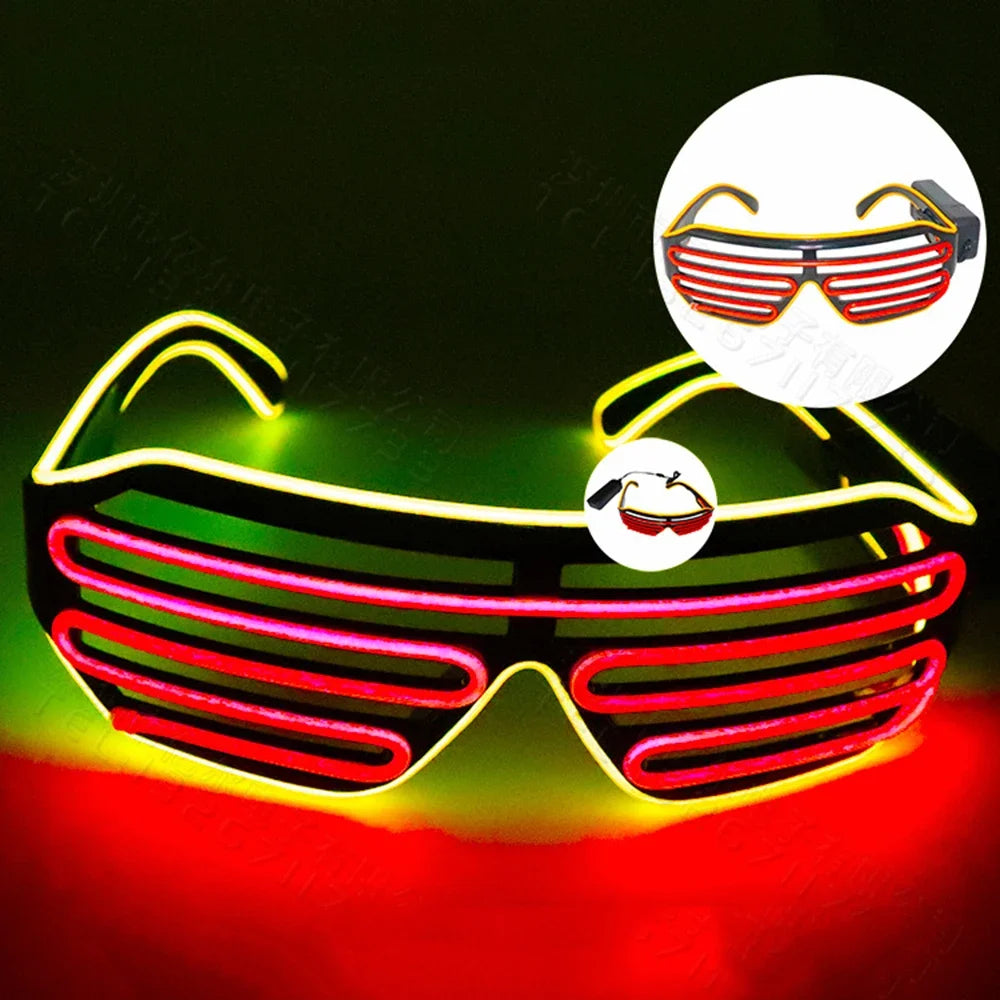 LED Wireless Glow-in-the-dark Glasses, Neon Twinkling Sunglasses, Suitable for Halloween, Christmas, Carnival Party