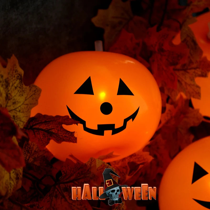 6/1pcs 10inch Halloween Pumpkin Ghost Latex Balloons LED Light Kids Baloons Toys  Helloween Birthday Party Decor Supplies