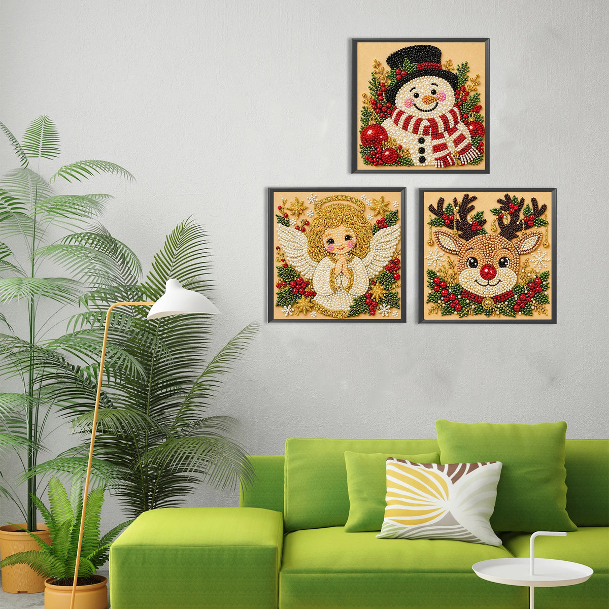 Christmas Pearl Painting DIY Kit with Frame 20x20cm Self-Adhesive Canvas 3D Bead Art Craft Adults