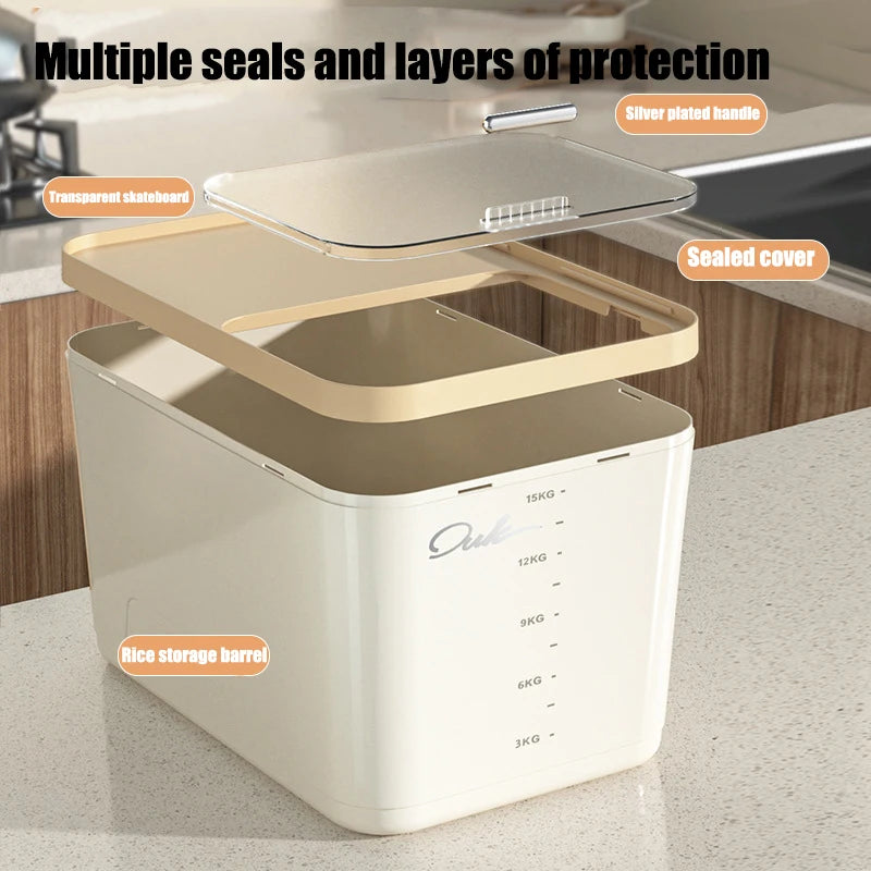 5/10/15kg Rice Storage Container with Airtight Lid – Moisture & Insect Proof Grain Box