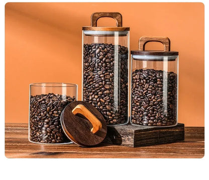 Clear Glass Food Storage Jar with Bamboo Lid – Airtight Canister for Tea, Coffee, Sugar & Spices
