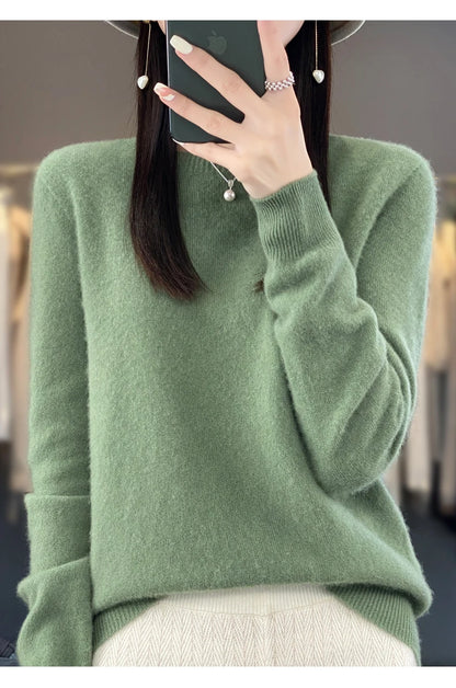 New Cashmere Sweater for Women in Autumn and Winter 100% Merino Wool Fashion O-neck Warm Pullover Top