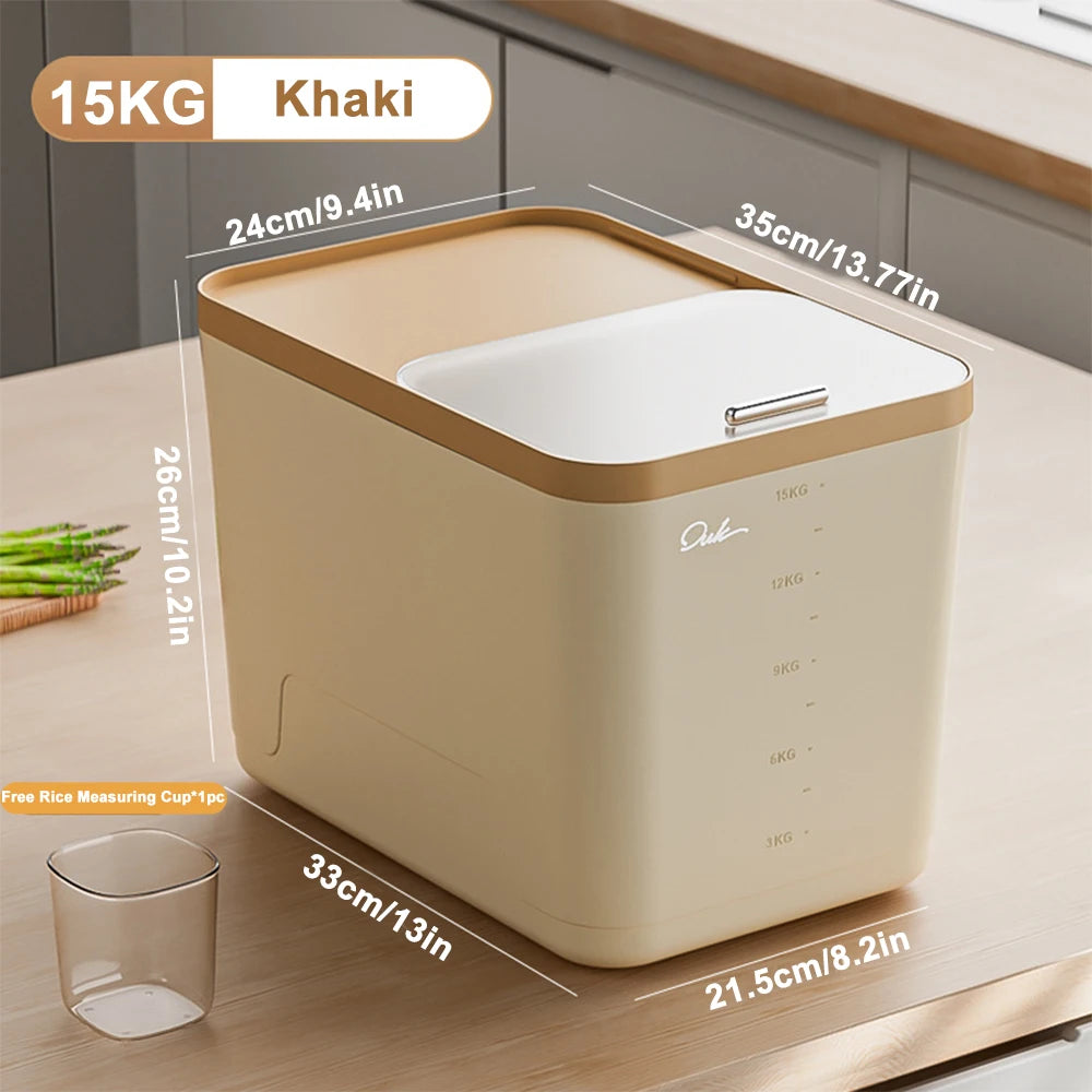 5/10/15kg Rice Storage Container with Airtight Lid – Moisture & Insect Proof Grain Box
