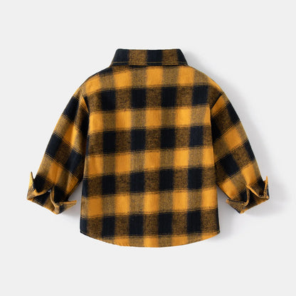 New Children's Clothes  Kids Shirts With Collar Boys' Cotton Long Sleeved Baby Clothing Casual Top Plaid Blouse for Boys 2-7Y