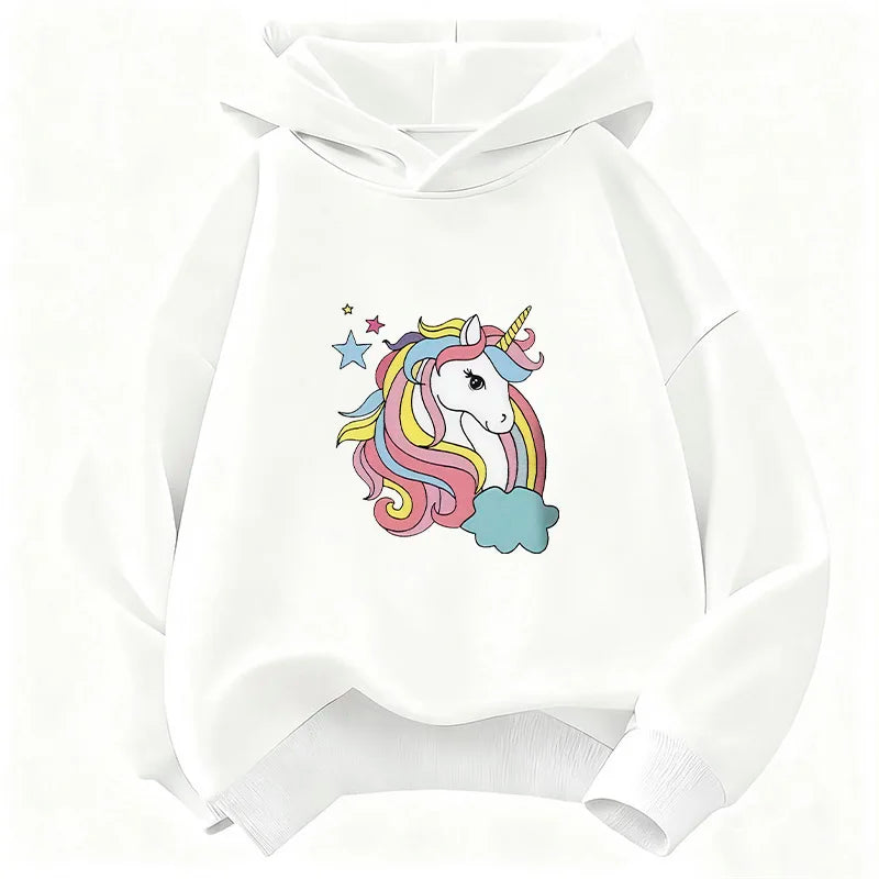 Kids' Rainbow Unicorn Hoodie Cute Unisex Pullover Sweatshirt for Boys & Girls
