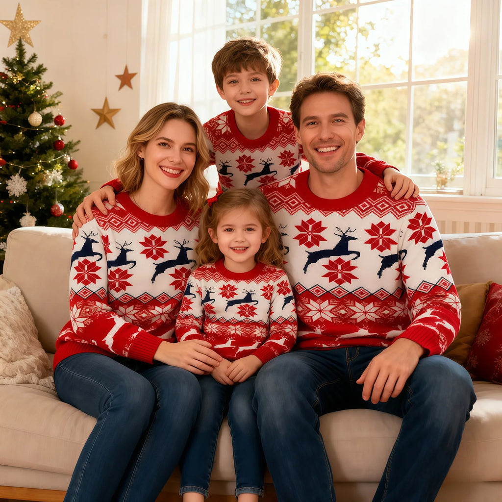 Family Matching Christmas Sweater Outfits For Women Men Kids Soft Warm Funny Knit 2026 New Merry Christmas Print Pajamas Set