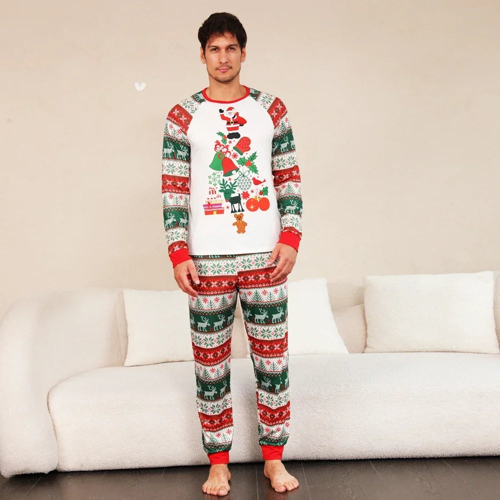 Christmas Pajamas for Family Matching Outfits Allover Print Cute Soft 2 Pieces Suit Couples Kids Clothing Set Casual Loose Pjs