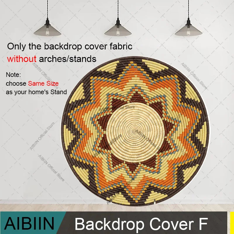 Traditional Ethiopian Basket Pattern Round Backdrop Cover Floral Wedding Birthday Party Decor Portrait Photography Background