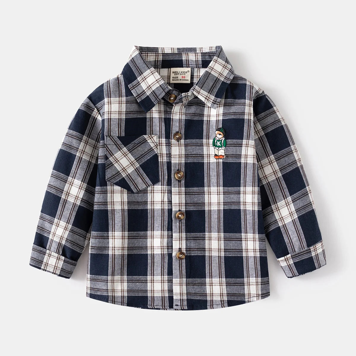 New Children's Clothes  Kids Shirts With Collar Boys' Cotton Long Sleeved Baby Clothing Casual Top Plaid Blouse for Boys 2-7Y