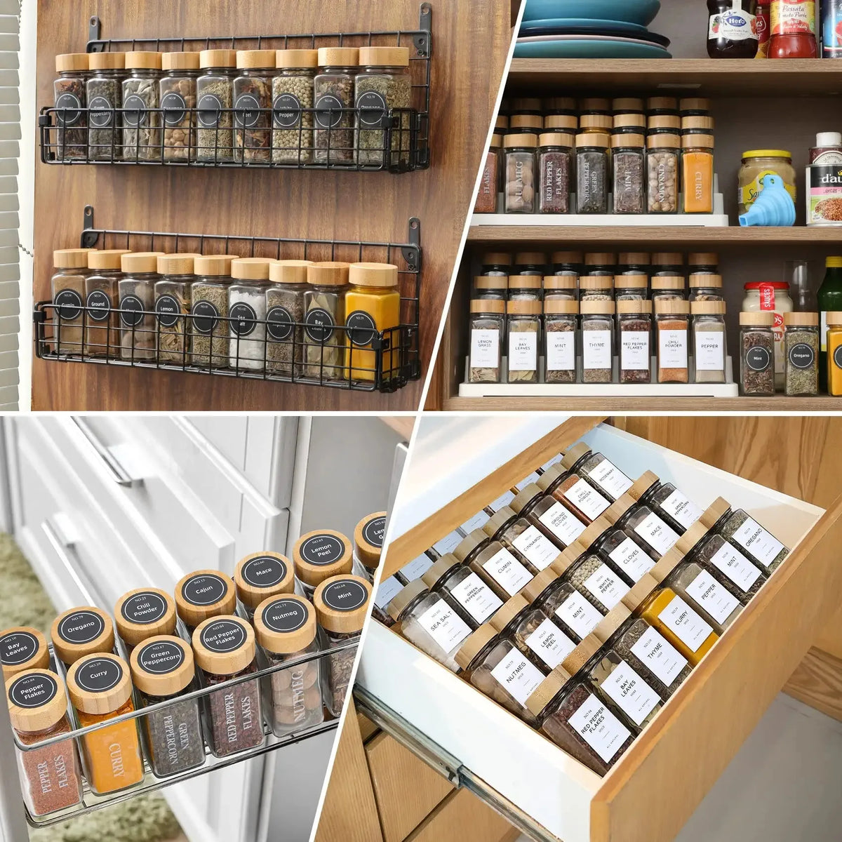 Glass Spice Jars with Bamboo Lids, 120ml