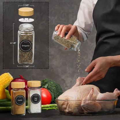 Glass Spice Jars with Bamboo Lids, 120ml