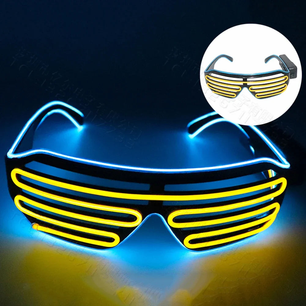 LED Wireless Glow-in-the-dark Glasses, Neon Twinkling Sunglasses, Suitable for Halloween, Christmas, Carnival Party