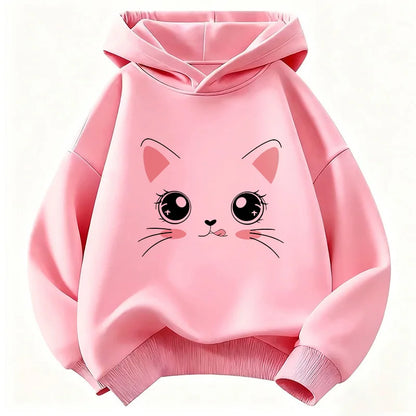 Kids' Kawaii Cat Pullover Hoodie for Boys & Girls