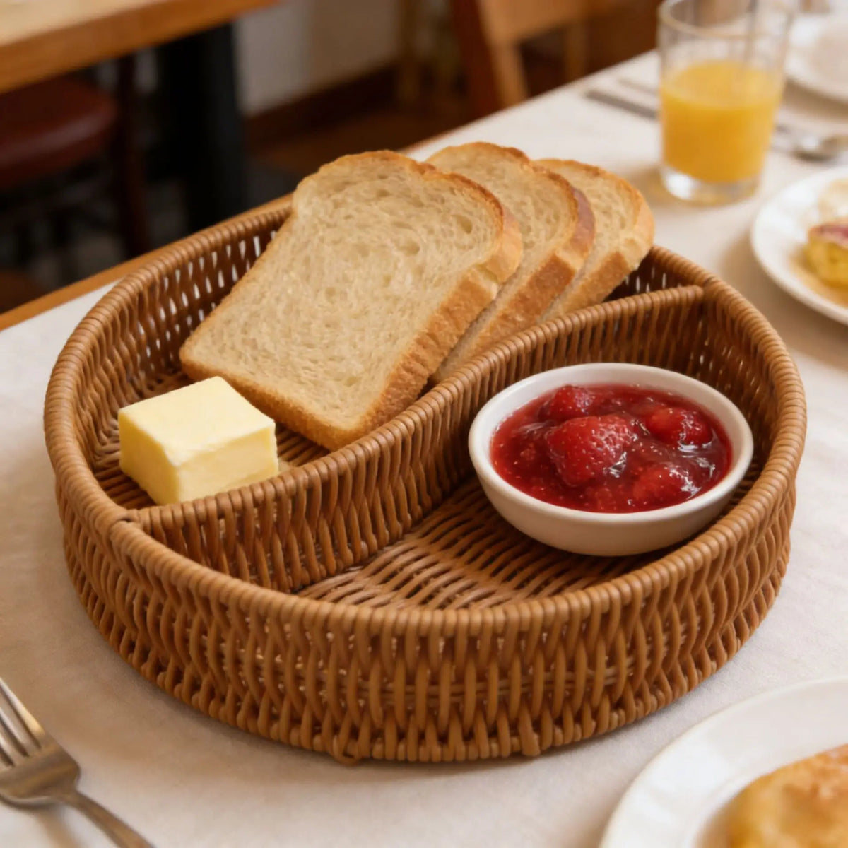 Divided Imitation Rattan Snack Basket Handwoven Serving Tray Boho Rustic Organizer For Home Party Hotel Kitchen Table Decor