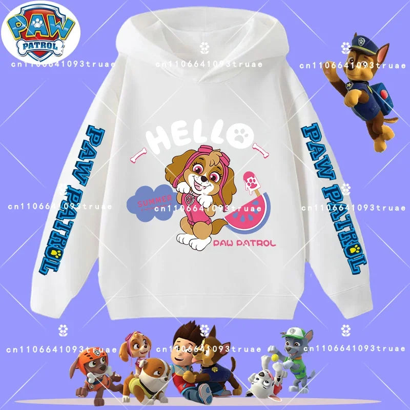 Spring and Autumn Long Sleeve Pullover Hooded Shirt for Girls Casual Top for Children Hooded Sweatshirt New PAW Patrol Boys'Shir