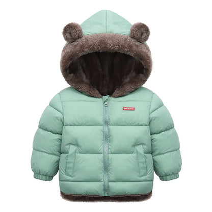 Boys Girls Thick Jackets Winter Kids Padded Fleece Warm Coats Children Hooded Cotton Outerwear Kids Clothes Cashmere Snowsuit