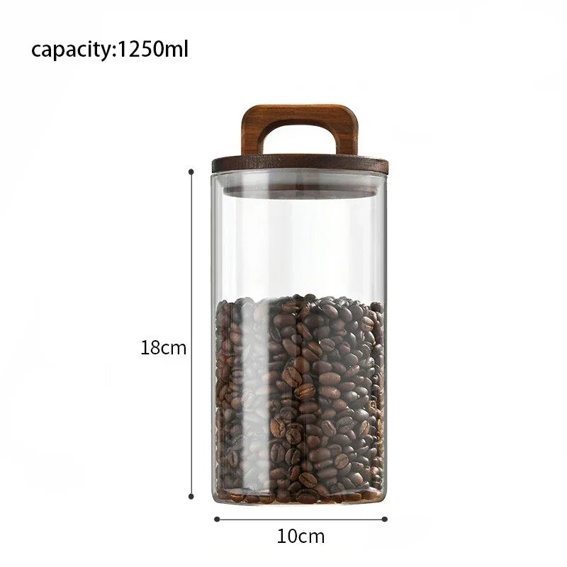 Clear Glass Food Storage Jar with Bamboo Lid – Airtight Canister for Tea, Coffee, Sugar & Spices