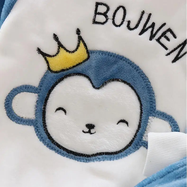 Baby Girl Clothing Set Plush Flannel Cartoon Pullover Sweater+Pant Autumn Winter Kids 2Pcs Outfit Boys Tracksuit Casual Suit