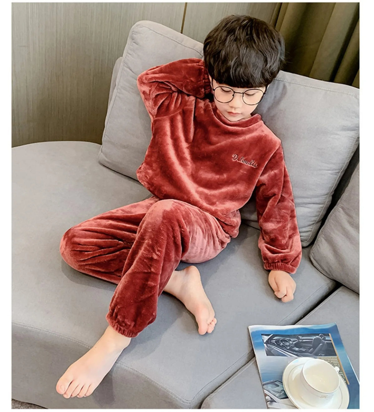 2024New Winter Pajamas Set Kids Baby Boys&Girls Thicken Flannel Toddler Child Warm Sleepwear Children Homewear Suit 2-10Y