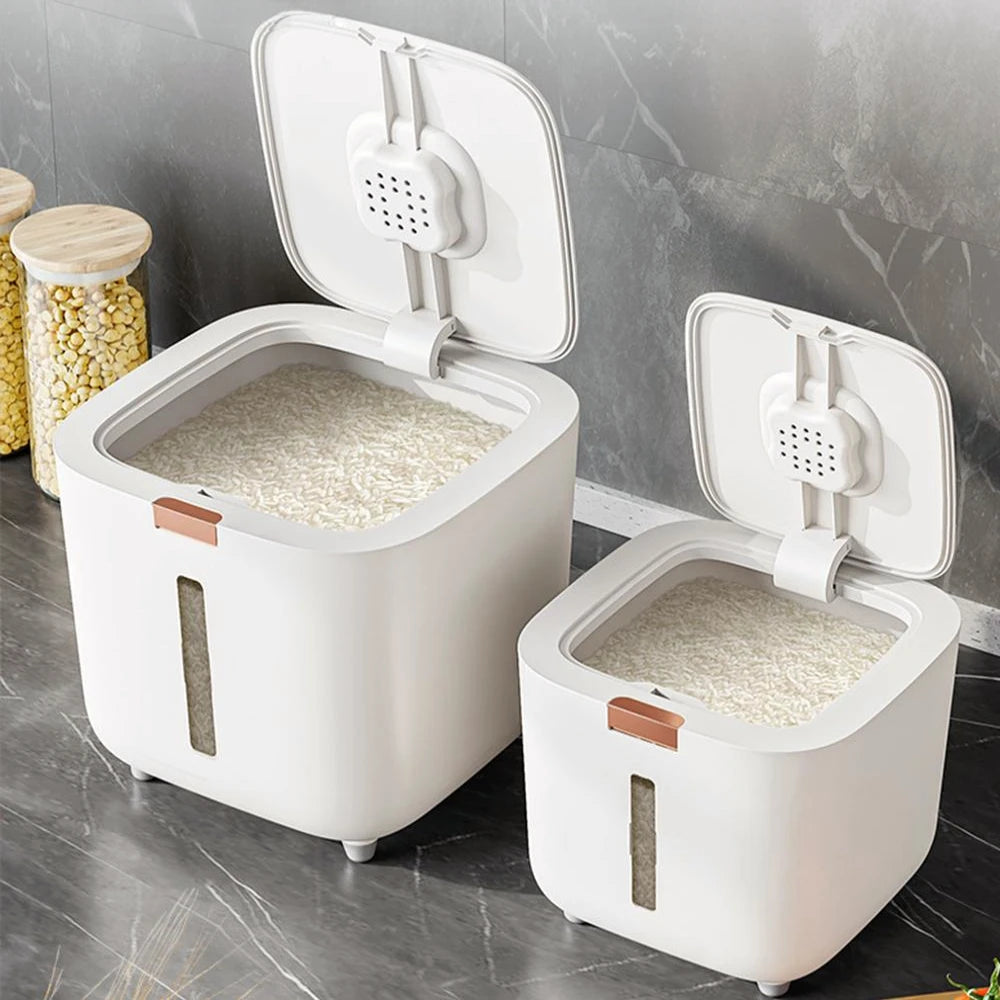 5/10kg Airtight Rice Storage Container with Measuring Cup – Moisture & Insect Proof Grain Dispenser