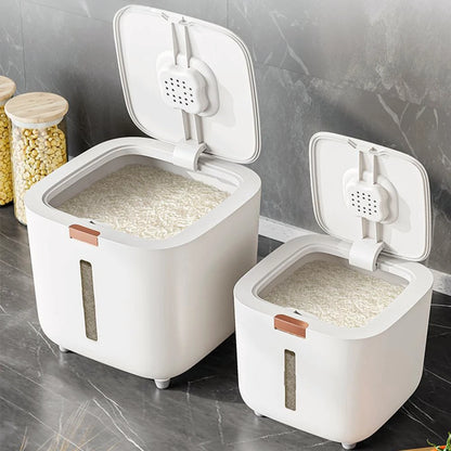 5/10kg Airtight Rice Storage Container with Measuring Cup – Moisture & Insect Proof Grain Dispenser