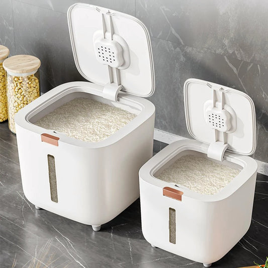 5/10kg Airtight Rice Storage Container with Measuring Cup – Moisture & Insect Proof Grain Dispenser