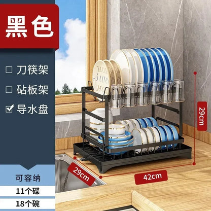 2-Tier Dish Drying Rack – ABS Kitchen Plate & Tableware Storage Organizer Shelf