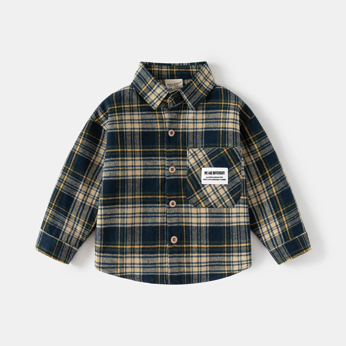New Children's Clothes  Kids Shirts With Collar Boys' Cotton Long Sleeved Baby Clothing Casual Top Plaid Blouse for Boys 2-7Y