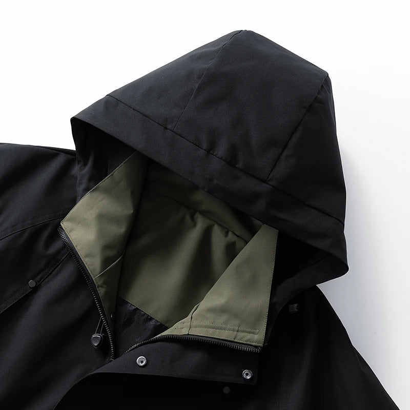Waterproof Jacket Men Outdoor Softshell Zip Up Hooded Jacket Windbreaker Hiking Camping Coats Lightweight Spring Autumn Coats