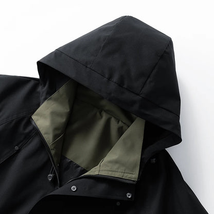 Waterproof Jacket Men Outdoor Softshell Zip Up Hooded Jacket Windbreaker Hiking Camping Coats Lightweight Spring Autumn Coats