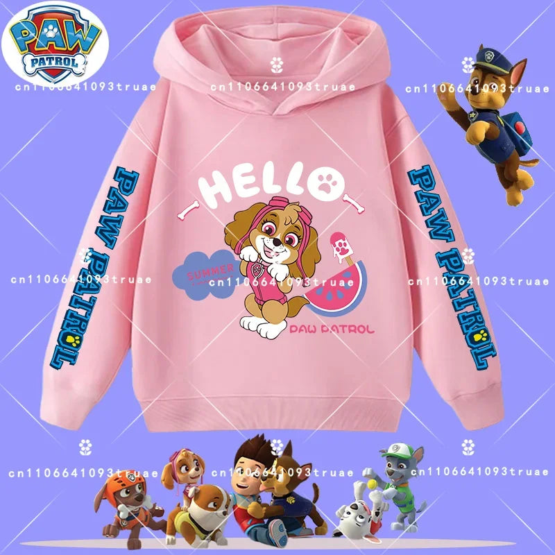 Spring and Autumn Long Sleeve Pullover Hooded Shirt for Girls Casual Top for Children Hooded Sweatshirt New PAW Patrol Boys'Shir